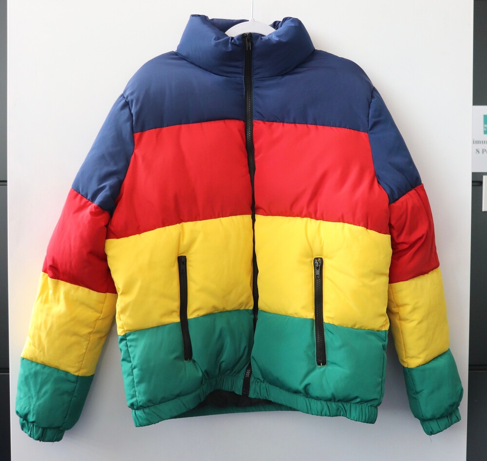 FOREVER 21 Color Block Puffer Jacket Multicolor Full Zip Men's Size L